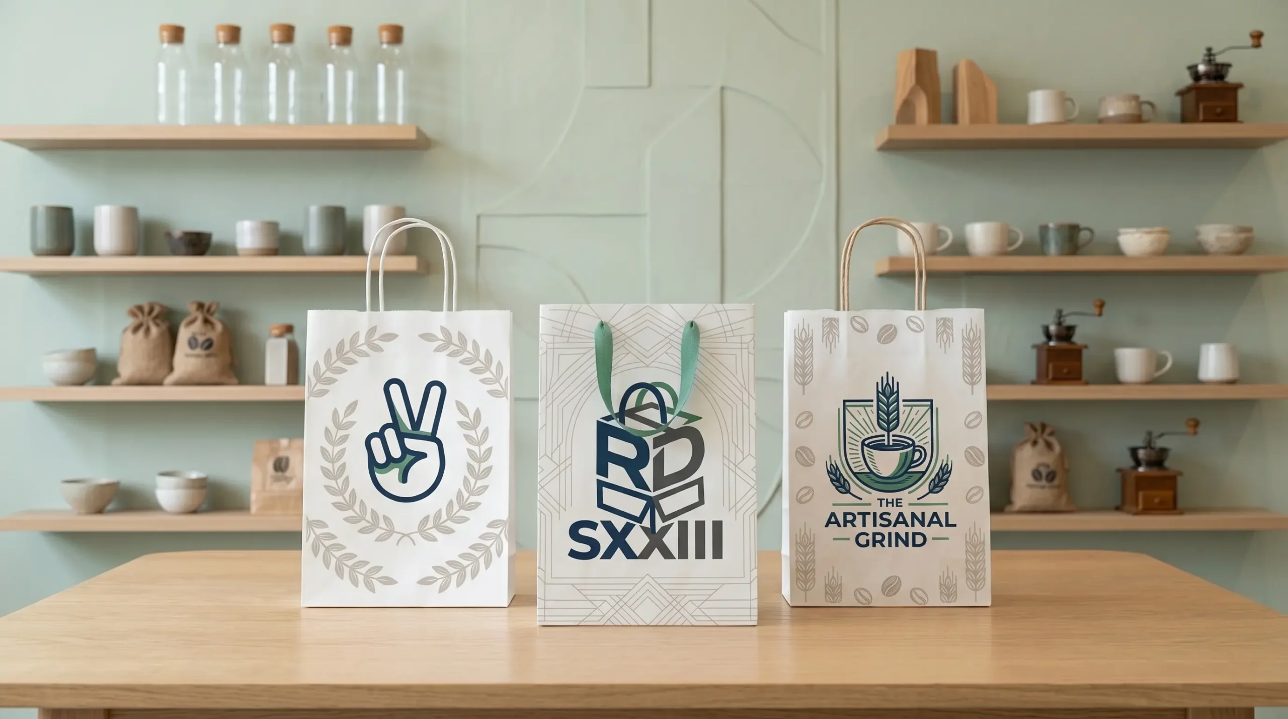 Imagen de bolsas con los logos impresos de empresas